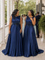 ChicSew Elegant Bateau A-Line Beading Soft Satin Long Bridesmaid Dresses With Appliques