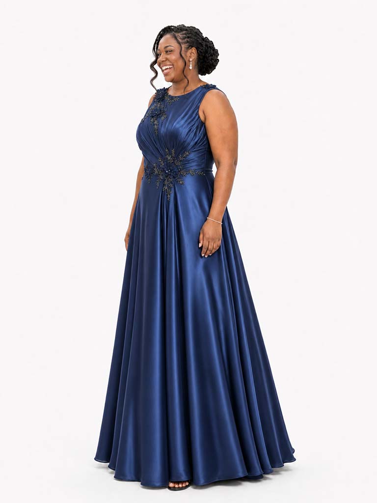 ChicSew Elegant Bateau A-Line Beading Soft Satin Long Bridesmaid Dresses With Appliques