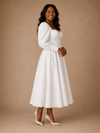 ChicSew Crepe Long Sleeves A-Line Ankle-Length Wedding Dress With Button