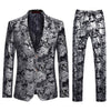 Men's Metallic Floral Print Tuxedo 2-Piece Suits 4 Color CN413
