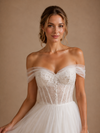 ChicSew Romantic Boning Off The Shoulder Lace Tulle A-Line Long Wedding Dresses