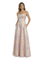 ChicSew Elegant Jacquard Satin A-Line Spaghetti Straps Maxi Evening Formal Dresses