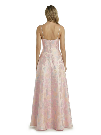 ChicSew Elegant Jacquard Satin A-Line Spaghetti Straps Maxi Evening Formal Dresses