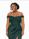ChicSew Off Shoulder Side Slit Lace Appliques Mermaid Soft Satin Floor-Length Bridesmaid Dresses