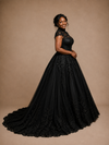 ChicSew Elegant Classy High Neck Lace Tulle A-Line Floor-Length Wedding Dress