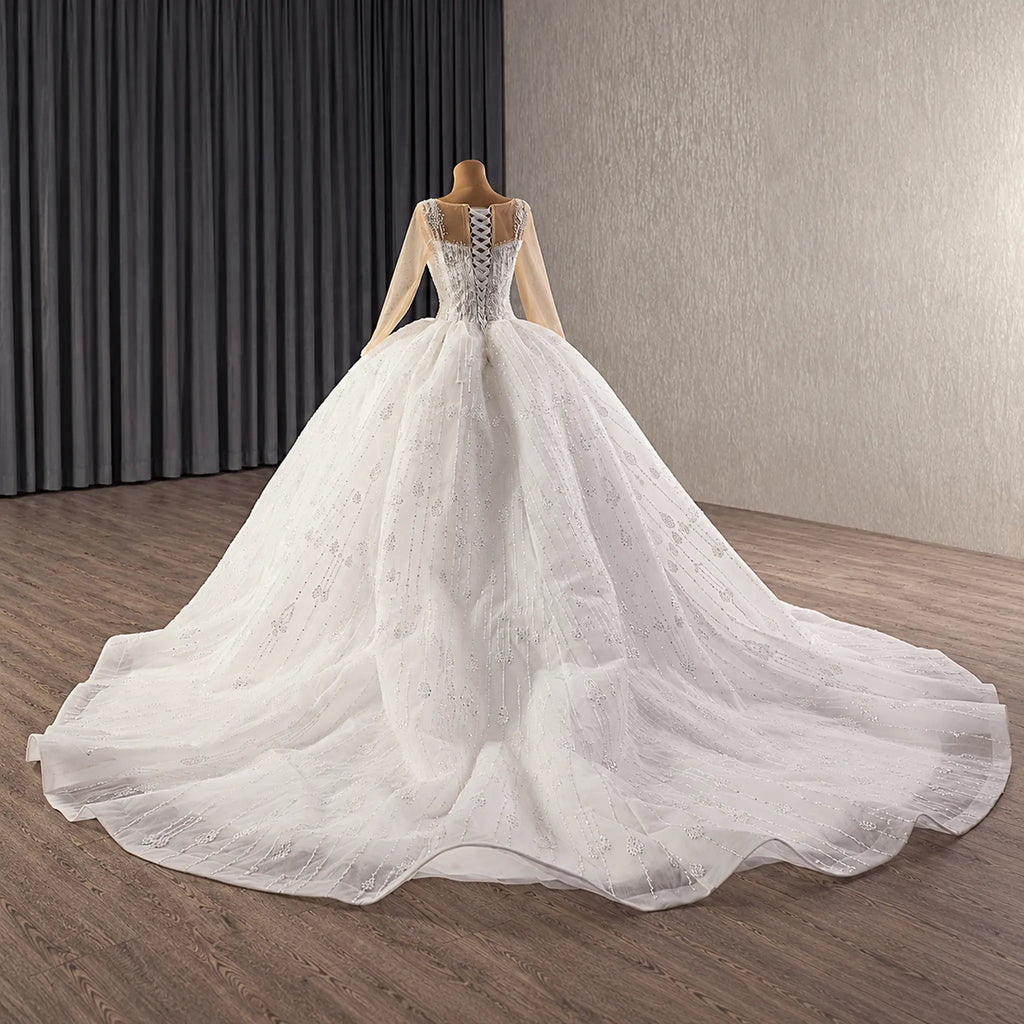 ChicSew Luxurious Illusion Beaded Tulle Wedding Dresses