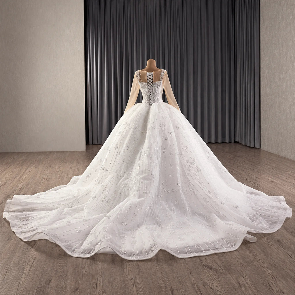 ChicSew Luxurious Illusion Beaded Tulle Wedding Dresses