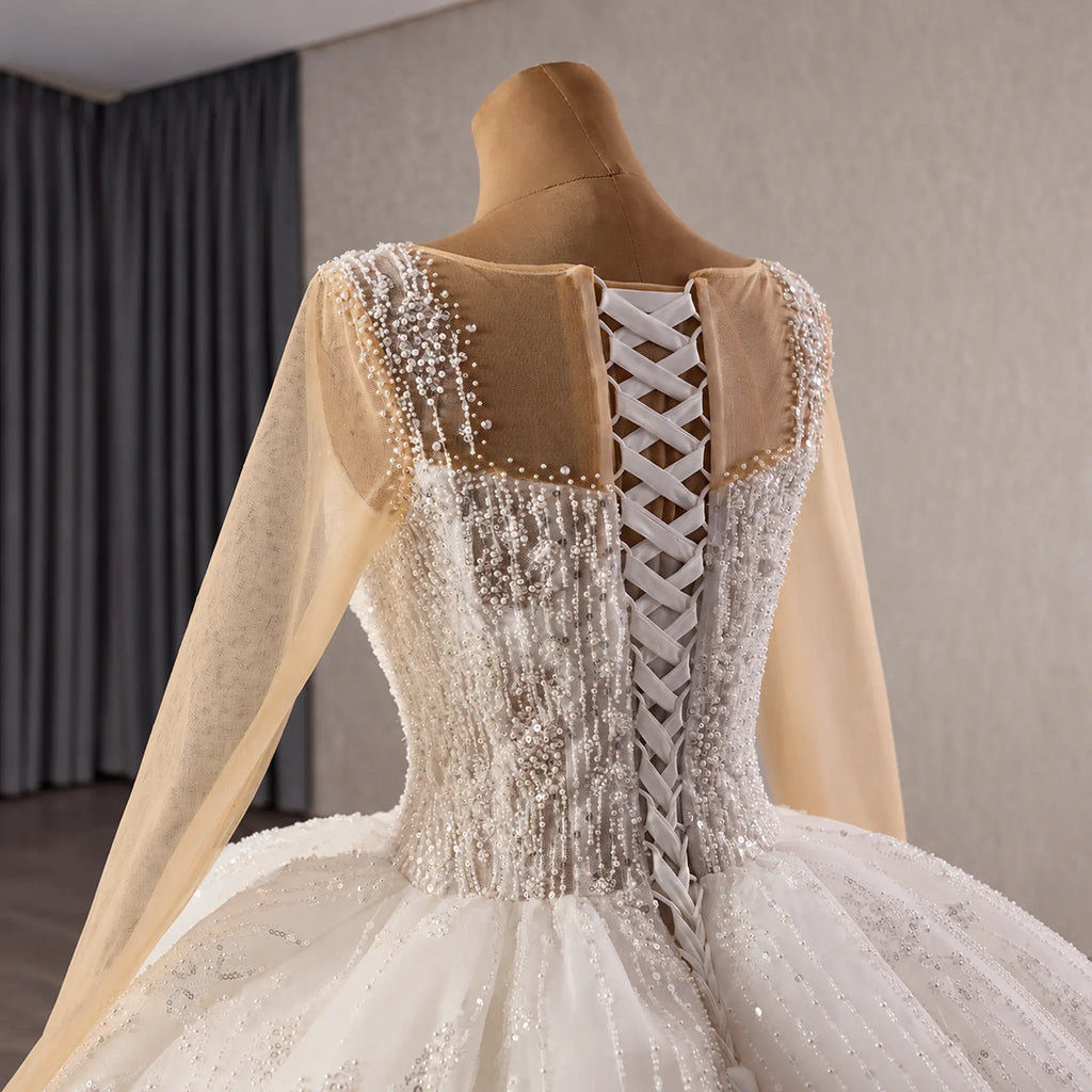 ChicSew Luxurious Illusion Beaded Tulle Wedding Dresses