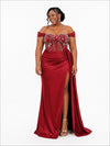 ChicSew Off Shoulder Ruching Lace Appliques Mermaid Soft Satin Bridesmaid Dresses With Boning