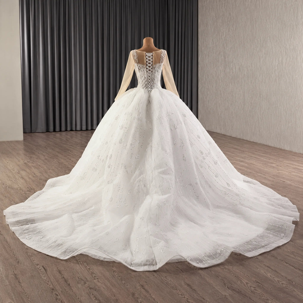 ChicSew Luxurious Illusion Beaded Tulle Wedding Dresses