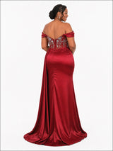 ChicSew Off Shoulder Ruching Lace Appliques Mermaid Soft Satin Bridesmaid Dresses With Boning