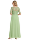Classy V-Neck Half Sleeve Chiffon Gown With Lace Mother of The Bride Dresses