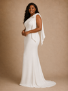 ChicSew Elegant Crepe One Shoulder Mermaid Floor-Length Wedding Dress With Bow