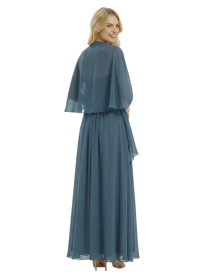 Gorgeous Mother of The Groom Dresses Sweetheart Neck Chiffon Long Gown With Matching Shawl