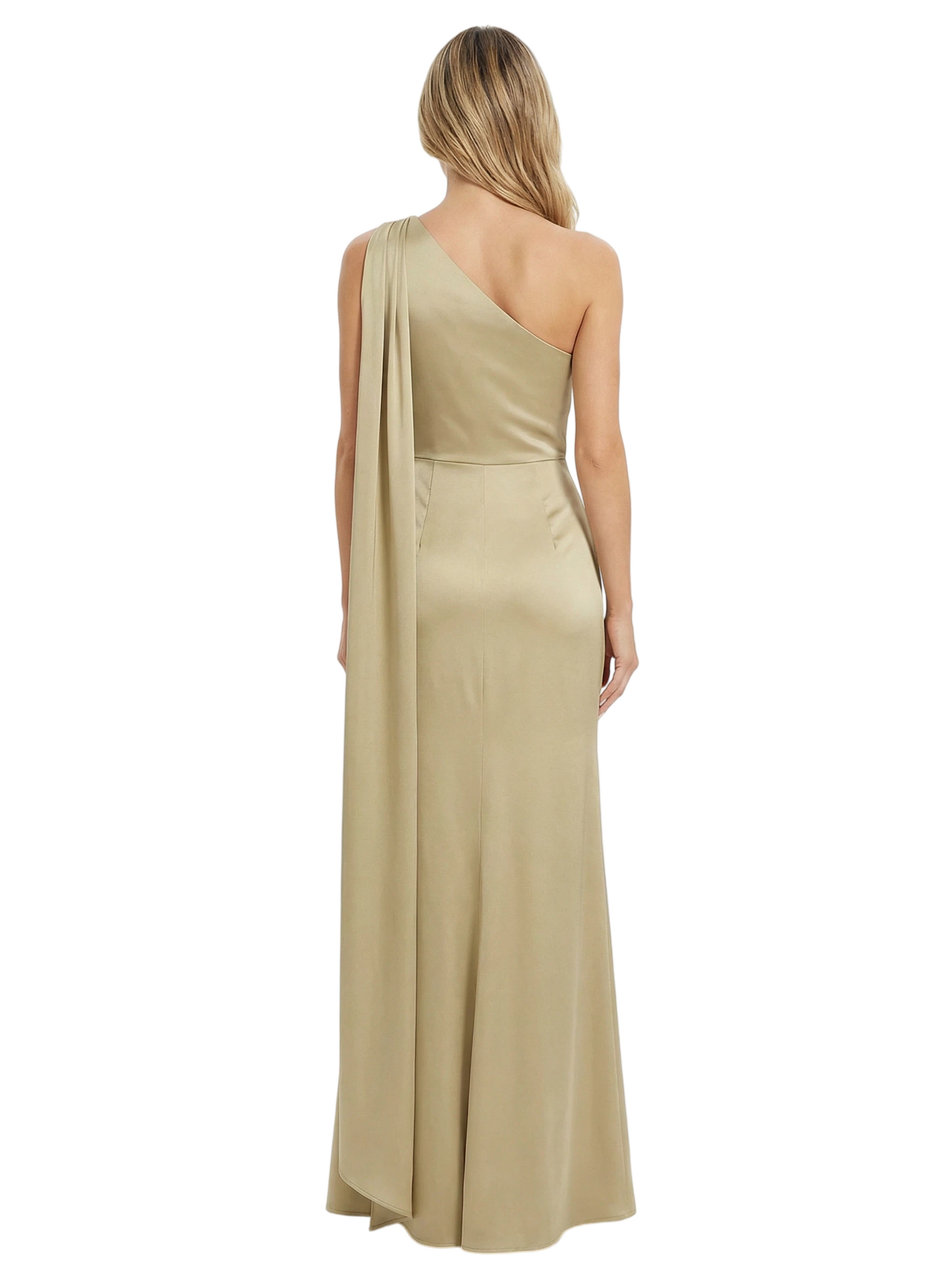 Elegant One Shoulder Side Slit Sleeveless Satin Mother of The Groom Dress