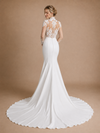ChicSew Morden High Neck Long Sleeves Satin Lace Mermaid Floor-Length Wedding Dress