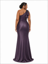 ChicSew Fancy One Shoulder Mermaid Lace Appliques Soft Satin Floor-Length Bridesmaid Dresses