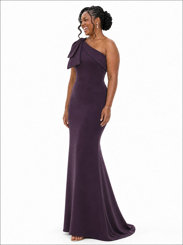 ChicSew Fancy One Shoulder Mermaid Lace Appliques Soft Satin Floor-Length Bridesmaid Dresses
