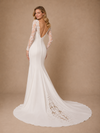 ChicSew Sexy V-Neck Lace Long Sleeves Mermaid Crepe Floor-Length Wedding Dress
