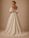 ChicSew Elegant Sweetheart Ruching A-Line Sequin Tulle Side Slit Floor-Length Wedding Dress
