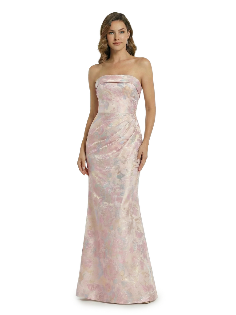 ChicSew Fancy Jacquard Satin Sweetheart Mermaid Strapless Long Formal Evening Dresses