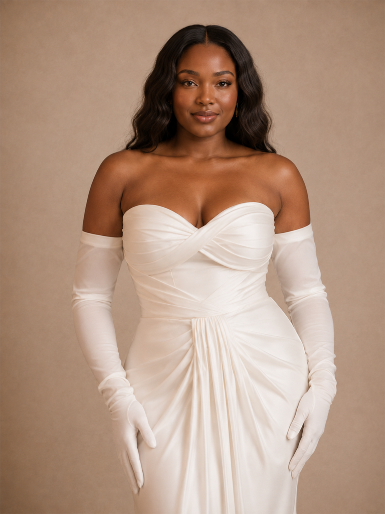 ChicSew Classy Elegant Sweetheart Satin Ruched Mermaid Long Wedding Dress
