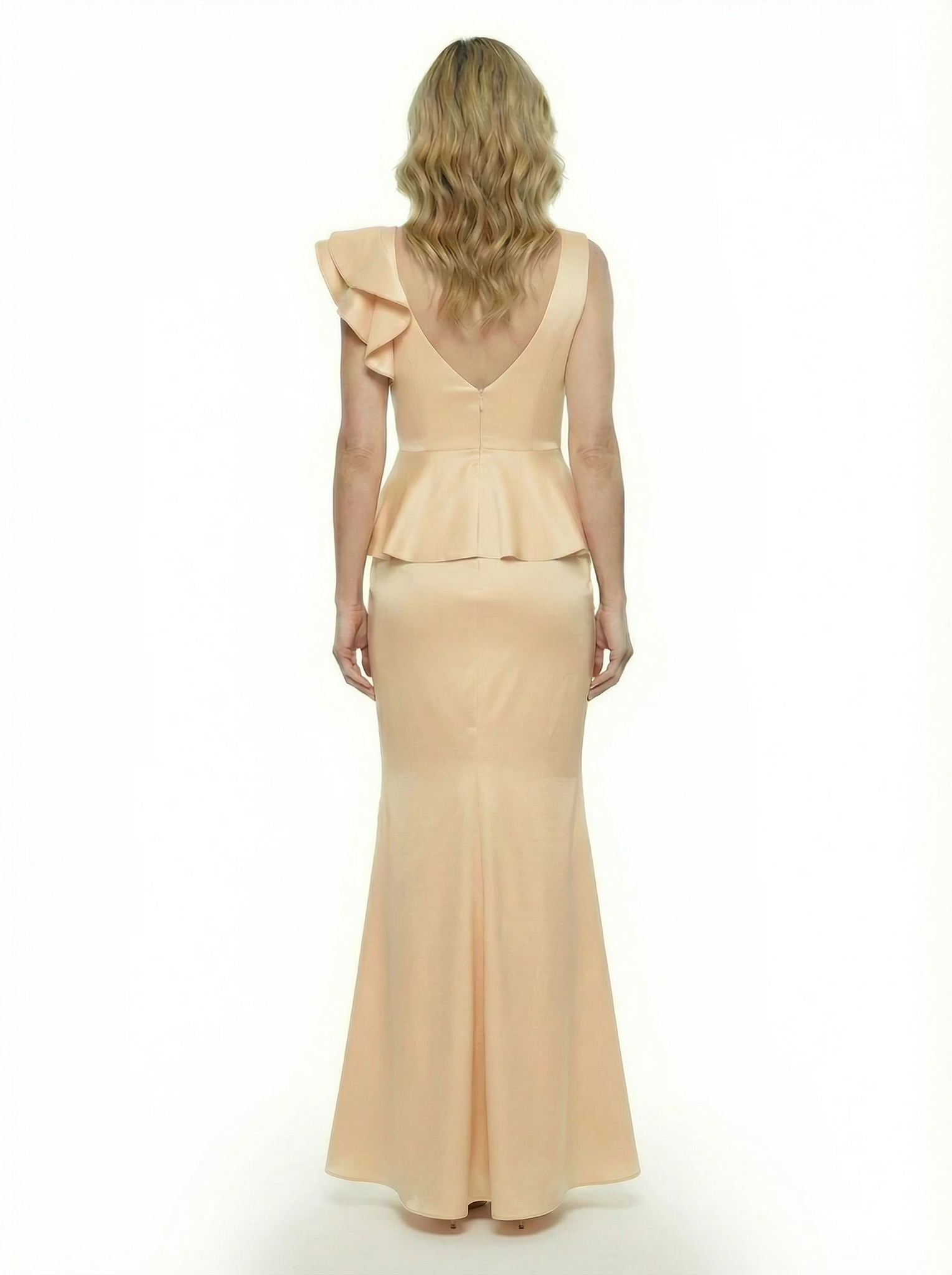 Chicsew Elegant Scoop Ruffle Satin Mermaid Mother Of The Bride Dress