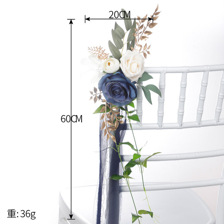 European Outdoor Party Wedding Gold Leaf Decoration Chair Back Flowers, CF17075