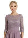 Pretty Scoop 3/4 Sleeve Sequin Lace Chiffon Long Mother of The Groom Dresses