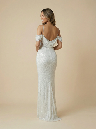 Mermaid Cold Shoulder Boning Long Sequin Wedding Dresses Gowns Online
