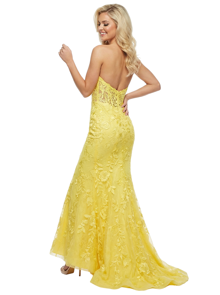 Sexy Strapless Sweetheart Ruched Mermaid Corset Lace Maxi Evening Prom Dress