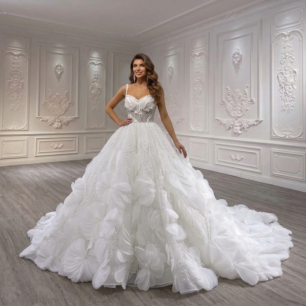 ChicSew Luxurious Rhinestone Ball Gown Wedding Dress