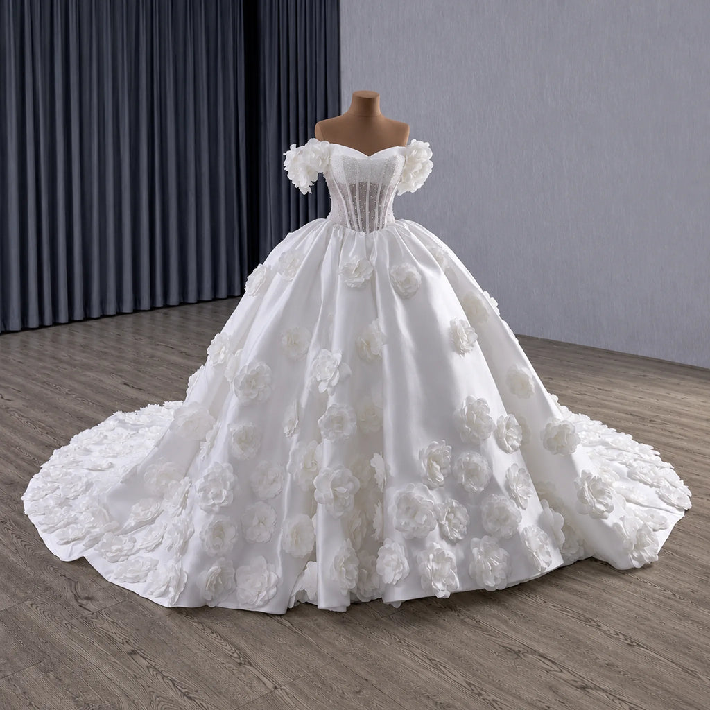 ChicSew Luxurious Ball Gown Wedding Dress With 3D Flowers
