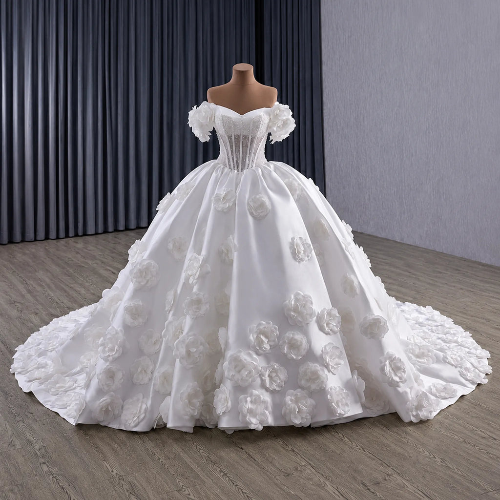 ChicSew Luxurious Ball Gown Wedding Dress With 3D Flowers