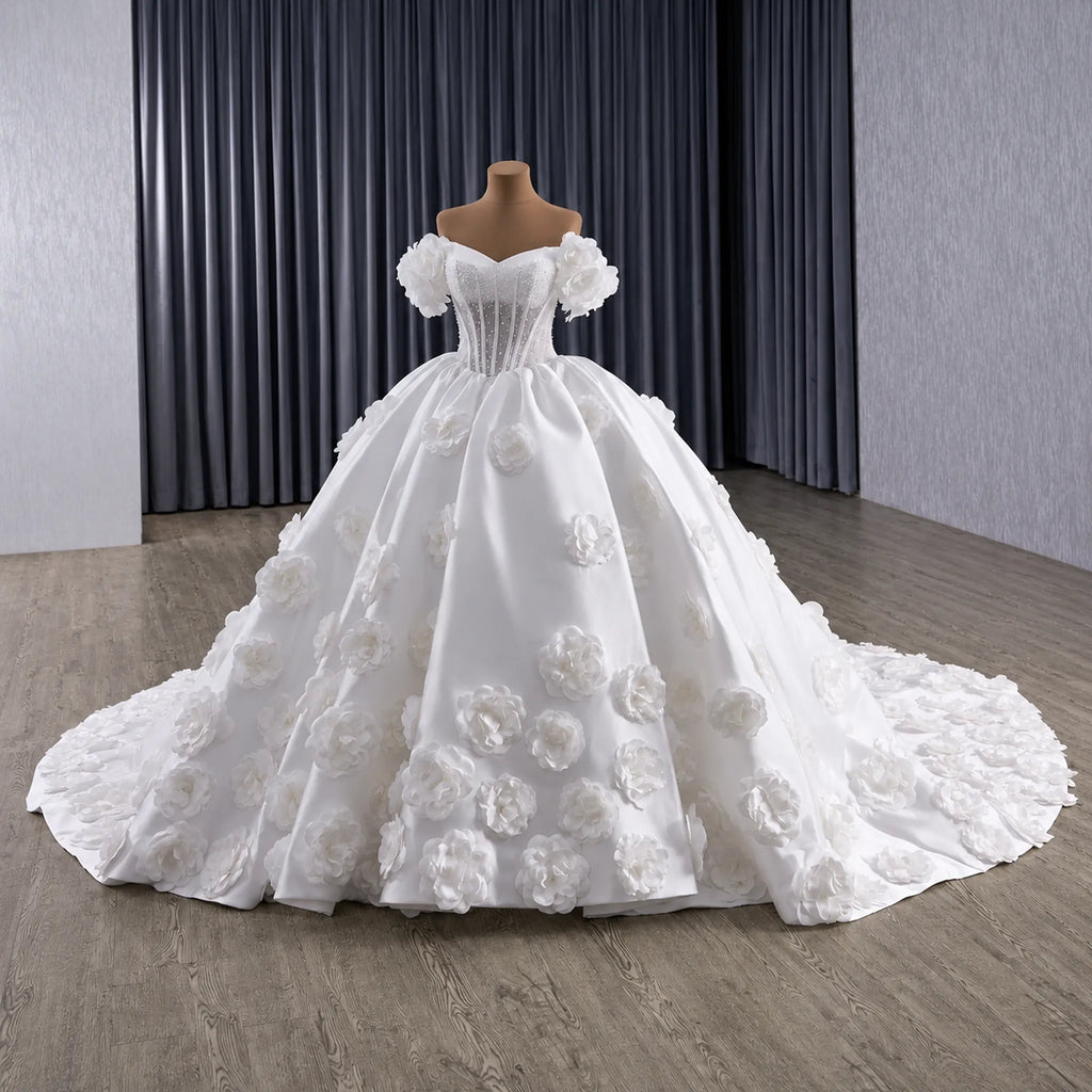 ChicSew Luxurious Ball Gown Wedding Dress With 3D Flowers