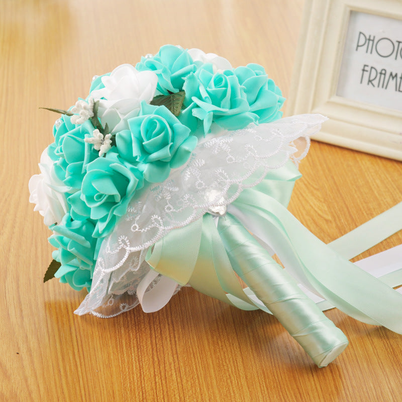 Wedding Flower For The Groom And Bride, Simulated Rose Wedding Bouquet, WF05