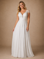 ChicSew Elegant V-Neck Short Sleeves Lace Chiffon A-Line Maxi Wedding Dress