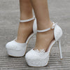 Women's Wedding Shoes Decorative Heel Wedding Heels Bridal Shoes With Beading WS0003