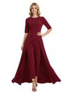 Chicsew Modern Jewel Jumpsuit With Detachable Overskirt Formal Mother Of The Bride Pant Suit