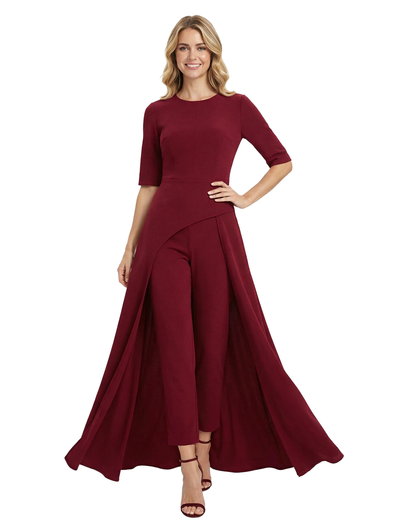 Chicsew Modern Jewel Pantsuit with Detachable Overskirt Formal Mother of The Bride Pantsuit Pantsuits for Mother of The Bride, Burgundy Chicsew Modern Jewel Pantsuit with Detachable Overskirt Formal Mother of The Bride Pantsuit Pantsuits for Mother of The Bride, Burgundy