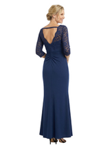 Chicsew Elegant Mother of The Groom Dress Scoop Lace 3/4 Sleeves Jersey Timeless Wedding Event Gown
