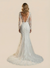 Mermaid Long Sleeves V-Neck Lace Maxi Long Wedding Dresses With Train