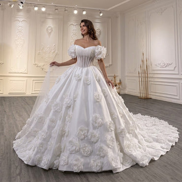 ChicSew Luxurious Ball Gown Wedding Dress With 3D Flowers
