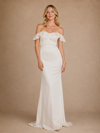 ChicSew Elegant Ruffled Off The Shoulder Satin Mermaid Floor-Length Wedding Dress