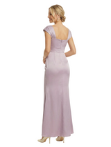 Chicsew Mother of The Groom Dresses Square Cap Sleeve Satin Mermaid Maxi Gown Elegant Ruched Formal Bridal Party Dress
