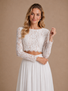 ChicSew Elegant Bateau Long Sleeves Two Piece Lace Chiffon A-Line Maxi Wedding Dress