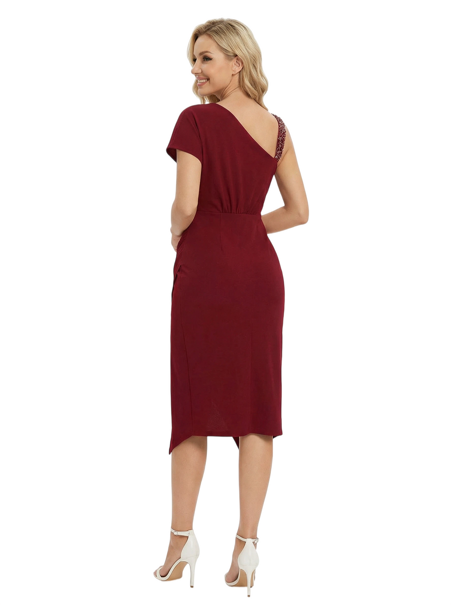 Chicsew Sexy Asymmetric One Shoulder Midi Mermaid Mother Of The Groom Dress