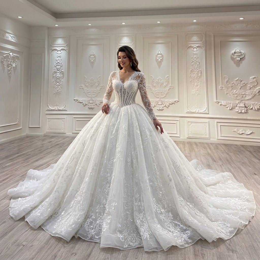 ChicSew Lace Appliques A-Line Wedding Dress