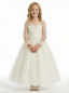 Sheer Long Sleeve Embroidered Lace Ball Gown Ankle Length Flower Girl Dress