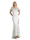 Beautiful Mermaid Cold Shoulder Floral Satin Maxi Floral Formal Dresses For Women
